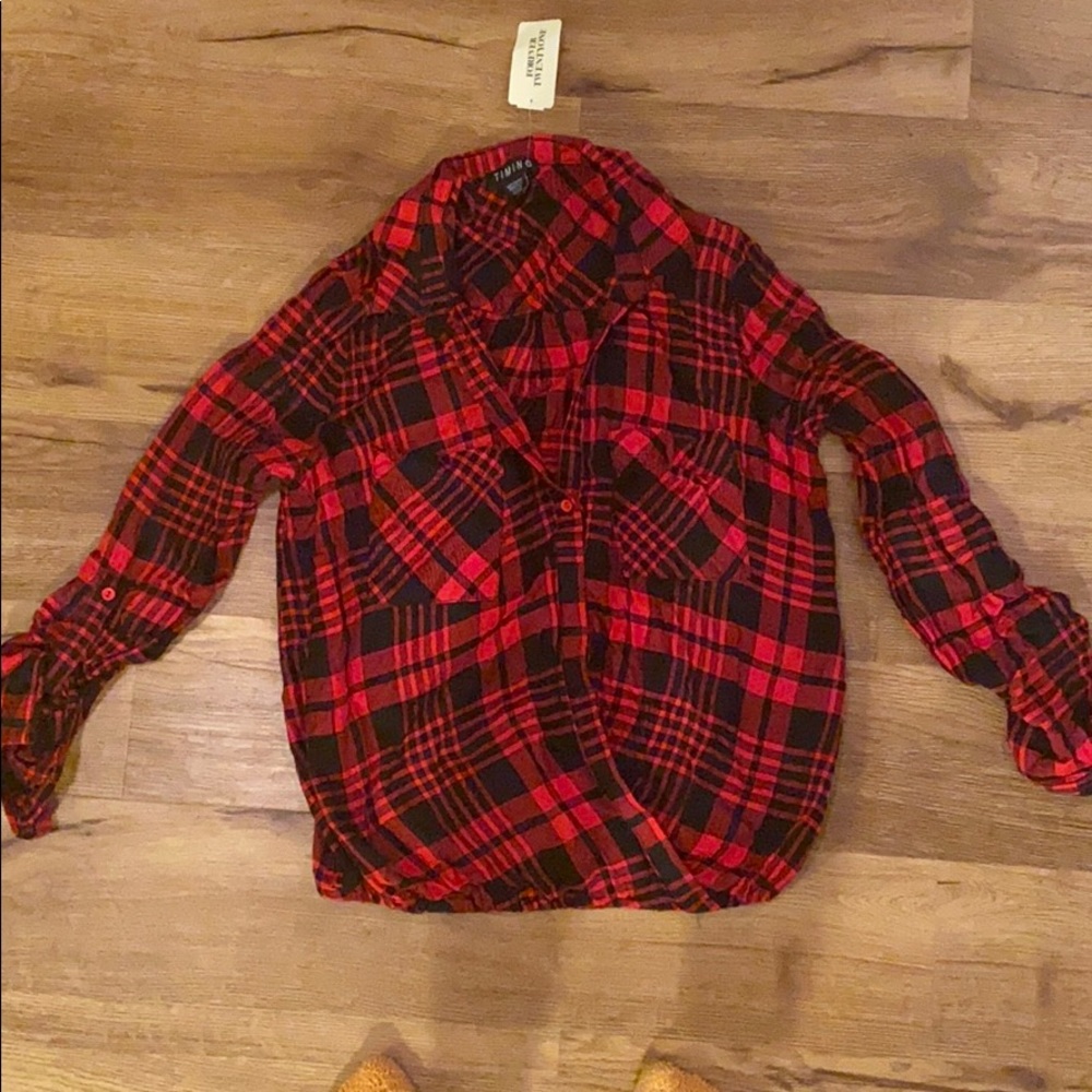Plaid shirt.